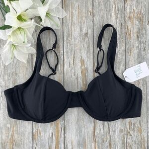 Women’s Black Underwire Padded Bikini Top Swimsuit Bra Size M